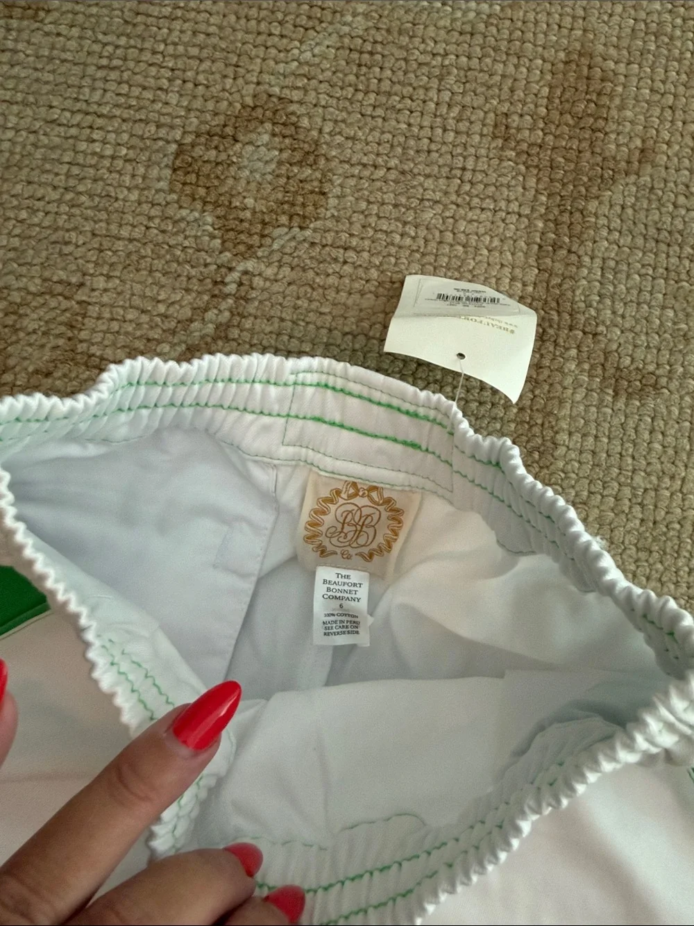 White & Green Athletic Shorts Beaufort Bonnet